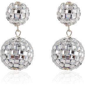 ديسكو الكرة الأقراط للنساء سباركلي ديسكو الأقراط للنساء زي الملحقات ديسكو الكرة تتدلى الأقراط مرآة الأقراط 60s 70s أقراط ديسكو مجوهرات للنساء ديسكو ملابس الملحقات in Kuwait