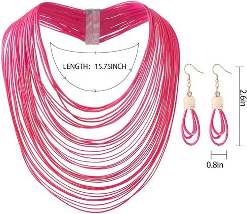 PLOJOP متعدد الطبقات الشمع خط قلادة المرأة مكتنزة مريلة قلادة بيان مجموعة مجوهرات الفتيات معلقة هدايا اليدوية in Kuwait