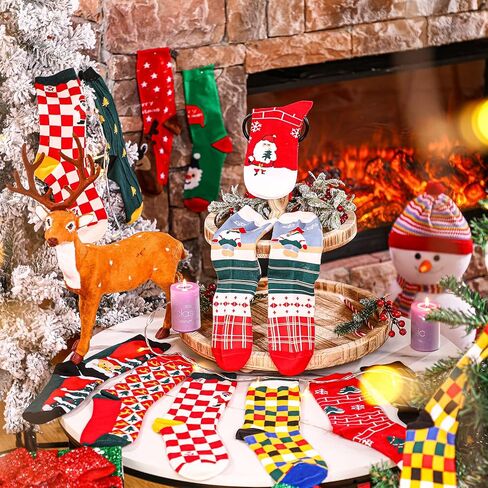 100 Pairs Christmas Socks in Bulk for Women Men, Cotton Colorful Christmas Crew Socks Novelty Funny Fancy Xmas Socks Pack (Novelty) in Saudi Arabia
