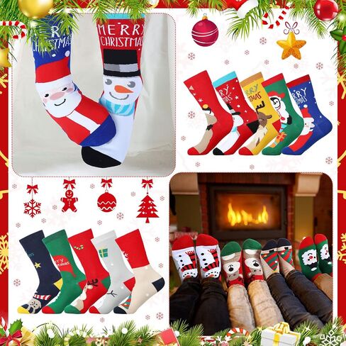100 Pairs Christmas Socks in Bulk for Women Men, Cotton Colorful Christmas Crew Socks Novelty Funny Fancy Xmas Socks Pack (Novelty) in Saudi Arabia