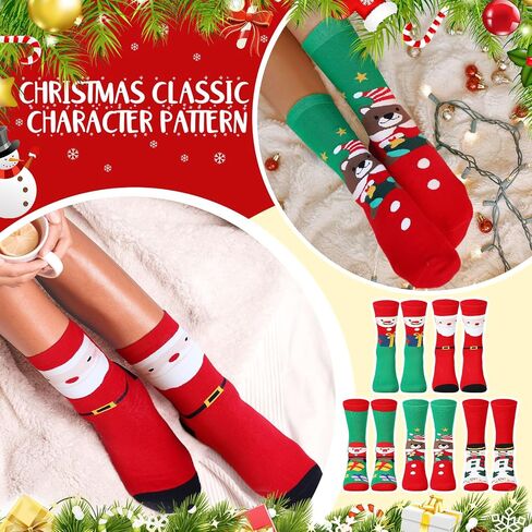 100 Pairs Christmas Socks in Bulk for Women Men, Cotton Colorful Christmas Crew Socks Novelty Funny Fancy Xmas Socks Pack (Novelty) in Saudi Arabia