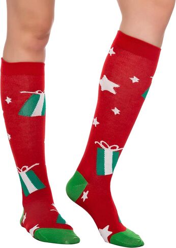 JOYIN 5 Pairs Women's Cute Winter Socks Christmas Fancy Design Knee High Socks Multi Colorful Patterned Knee High Socks for Xmas Holiday Gifts for Women and Girls in Saudi Arabia