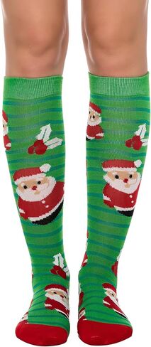 JOYIN 5 Pairs Women's Cute Winter Socks Christmas Fancy Design Knee High Socks Multi Colorful Patterned Knee High Socks for Xmas Holiday Gifts for Women and Girls in Saudi Arabia