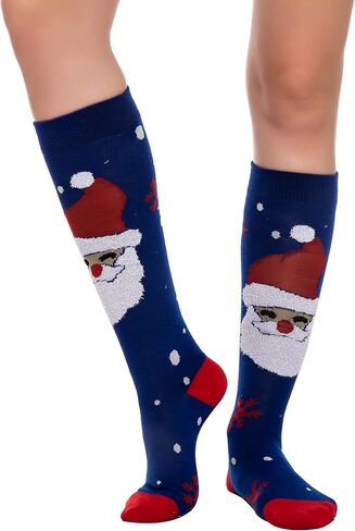 JOYIN 5 Pairs Women's Cute Winter Socks Christmas Fancy Design Knee High Socks Multi Colorful Patterned Knee High Socks for Xmas Holiday Gifts for Women and Girls in Saudi Arabia