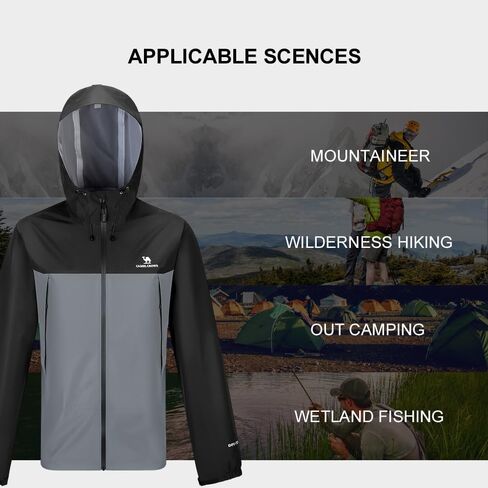 سترة CAMELSPORTS للرجال مقاومة للماء في الهواء الطلق معطف واق من المطر خفيف الوزن ومسامي للتنزه سيرًا على الأقدام وركوب الدراجات وصيد الأسماك in Kuwait