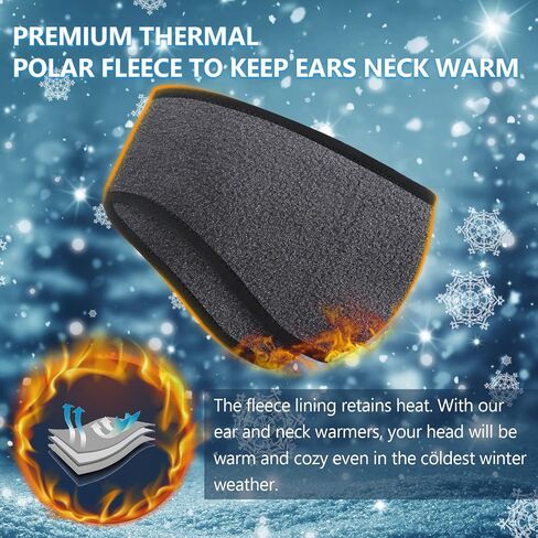 Jeyiour 8 Pcs Fleece Ear Warmers Winter Headband with Neck Warmers Gaiter Ear Muff Neck Scarf for Women Men Cycling Skiing in Saudi Arabia