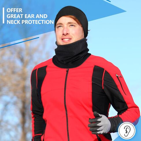 Jeyiour 8 Pcs Fleece Ear Warmers Winter Headband with Neck Warmers Gaiter Ear Muff Neck Scarf for Women Men Cycling Skiing in Saudi Arabia