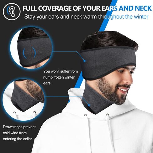 Jeyiour 8 Pcs Fleece Ear Warmers Winter Headband with Neck Warmers Gaiter Ear Muff Neck Scarf for Women Men Cycling Skiing in Saudi Arabia