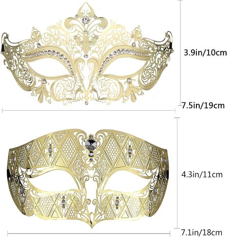 Couples Venetian Masquerade Mask Set Luxury Style Princess Party Mask for Couples Women and Men Mardi Gras Masks in Saudi Arabia