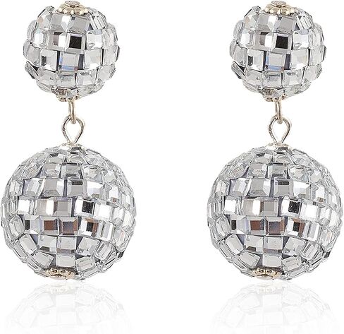 ديسكو الكرة الأقراط للنساء سباركلي ديسكو الأقراط للنساء زي الملحقات ديسكو الكرة تتدلى الأقراط مرآة الأقراط 60s 70s أقراط ديسكو مجوهرات للنساء ديسكو ملابس الملحقات in Kuwait