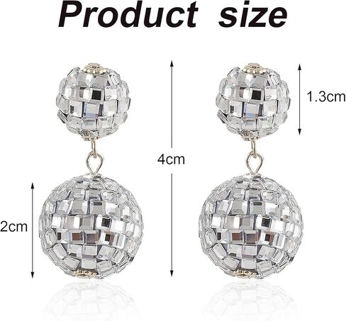 ديسكو الكرة الأقراط للنساء سباركلي ديسكو الأقراط للنساء زي الملحقات ديسكو الكرة تتدلى الأقراط مرآة الأقراط 60s 70s أقراط ديسكو مجوهرات للنساء ديسكو ملابس الملحقات in Kuwait