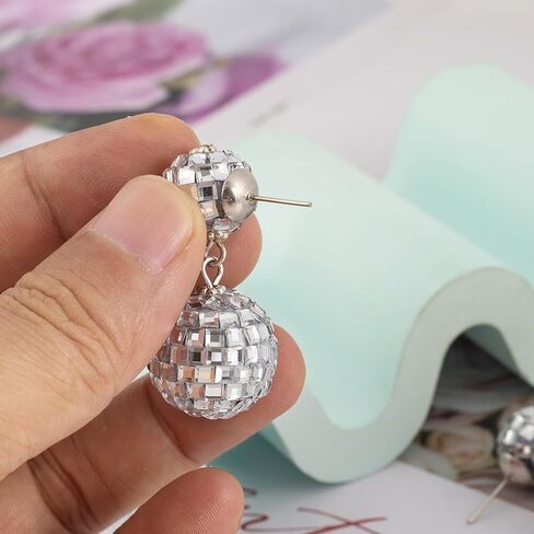 ديسكو الكرة الأقراط للنساء سباركلي ديسكو الأقراط للنساء زي الملحقات ديسكو الكرة تتدلى الأقراط مرآة الأقراط 60s 70s أقراط ديسكو مجوهرات للنساء ديسكو ملابس الملحقات in Kuwait