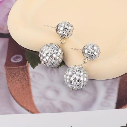 ديسكو الكرة الأقراط للنساء سباركلي ديسكو الأقراط للنساء زي الملحقات ديسكو الكرة تتدلى الأقراط مرآة الأقراط 60s 70s أقراط ديسكو مجوهرات للنساء ديسكو ملابس الملحقات in Kuwait