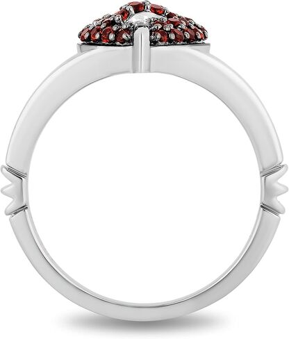 Jewelili Enchanted Disney Fine Jewelry Black Rhodium over Sterling Silver Round Garnet and Treated Black Round Diamond Accent Evil Queen Ring in Saudi Arabia