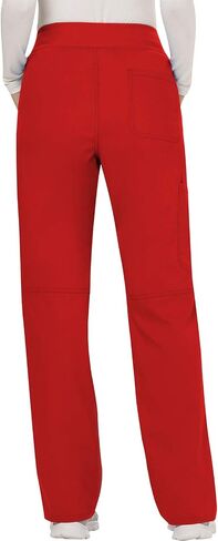 Cherokee Women Scrubs Set Workwear Revolution WW610 Mock Wrap Top & WW110 Mid Rise Straight Leg Pull-on Pant, Red- S Top/S Pant in Saudi Arabia