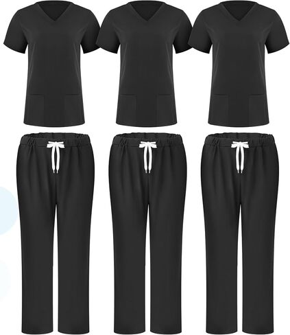 Breathffy 3 Set Medical Scrub Uniform for Women Top and Pants for Nursing Home Hospital Pet Hospital (Small) in Saudi Arabia