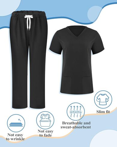 Breathffy 3 Set Medical Scrub Uniform for Women Top and Pants for Nursing Home Hospital Pet Hospital (Small) in Saudi Arabia