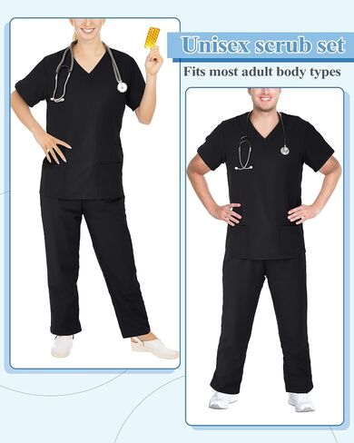 Breathffy 3 Set Medical Scrub Uniform for Women Top and Pants for Nursing Home Hospital Pet Hospital (Small) in Saudi Arabia