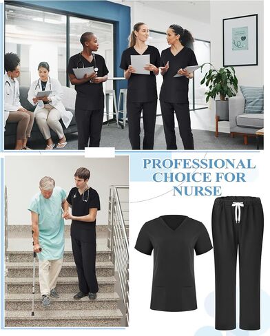 Breathffy 3 Set Medical Scrub Uniform for Women Top and Pants for Nursing Home Hospital Pet Hospital (Small) in Saudi Arabia
