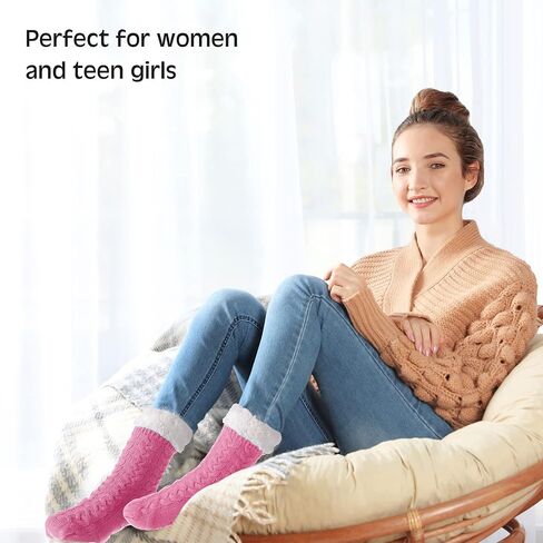 Mumufy 9 Pairs Fuzzy Socks Women Christmas Winter Thick Socks Gifts Cake Socks for Women Warm Slipper Socks for Valentine's Gifts Girls Winter Home Indoor Spa Socks in Saudi Arabia