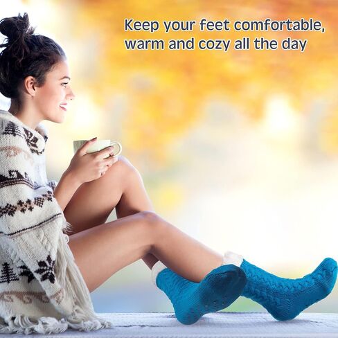 Mumufy 9 Pairs Fuzzy Socks Women Christmas Winter Thick Socks Gifts Cake Socks for Women Warm Slipper Socks for Valentine's Gifts Girls Winter Home Indoor Spa Socks in Saudi Arabia