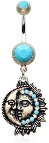 WildKlass Jewelry Vintage Sun & Moon Belly Button Ring 316L Surgical Steel in Saudi Arabia