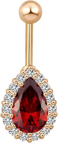 Greendou Fashion Jewelry 316L Stainless Steel Teardrop Belly Button Rings Body Piercing Reverse Sexy Navel Rings (Silver+Clear) in Kuwait