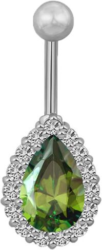 Greendou Fashion Jewelry 316L Stainless Steel Teardrop Belly Button Rings Body Piercing Reverse Sexy Navel Rings (Silver+Clear) in Kuwait