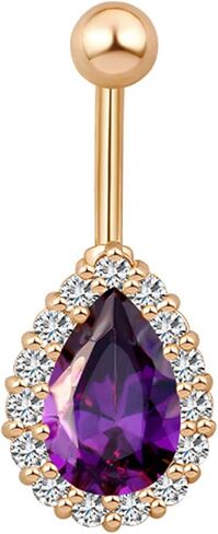 Greendou Fashion Jewelry 316L Stainless Steel Teardrop Belly Button Rings Body Piercing Reverse Sexy Navel Rings (Silver+Clear) in Kuwait