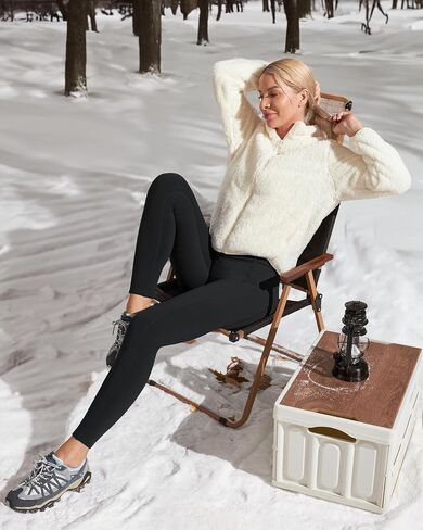 Ewedoos Fleece Lined Leggings with Pockets Waterproof Leggings Thermal Winter Warm Leggings for Women Hiking Ski Camping in Saudi Arabia