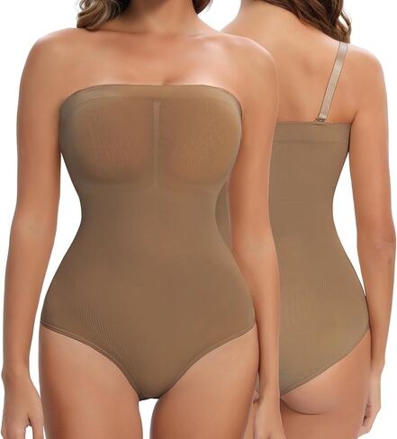Lenashape Strapless Shapewear for Women Tummy Control Thong Bodysuit Seamless Sculpting Body Shaper Under Dress Tank Top in Saudi Arabia
