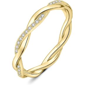 JewelryPalace Love Rope Infinity Cubic Zirconia Wedding Band for Women, Twisted 14K White Yellow Rose Gold 925 Sterling Silver Promise Ring for Her, Wave Simulated Diamond Anniversary Stackable Rings in Saudi Arabia