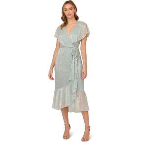 Adrianna Papell Women's Metallic Stencil Flounce Dress in Saudi Arabia