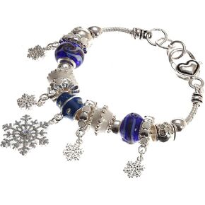 Lova Jewelry"Christmas Snowfall" Murano Glass Beaded Charm Bracelet in Kuwait