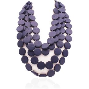 Colorful Beaded Necklace for Women,Chunky Wooden Bib Choker Necklace,Statement African Jewelry,Multicolor Maroon Blue Fashion Collar Necklace Gifts in Kuwait