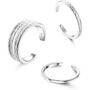 MUSECLOUD Toe Rings 925 Sterling Silver Daisy Toe Rings for Women Vintage Flower Tail Knuckle Ring Summer Beach Foot Jewelry Set Simple Adjustable Open Toe Band Ring 3Pcs in Kuwait