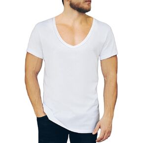 NO Show Deep V Neck Cotton Odor-Control Undershirt for Men, White in Kuwait
