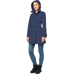 TRATENBY Women's Trench Coat Long Double Breasted Peacoat for Outerwear Trench Knee Length