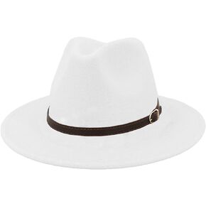 Gossifan Men & Women Panama Hat Classic Wide Brim Fedora Hat with Belt Buckle