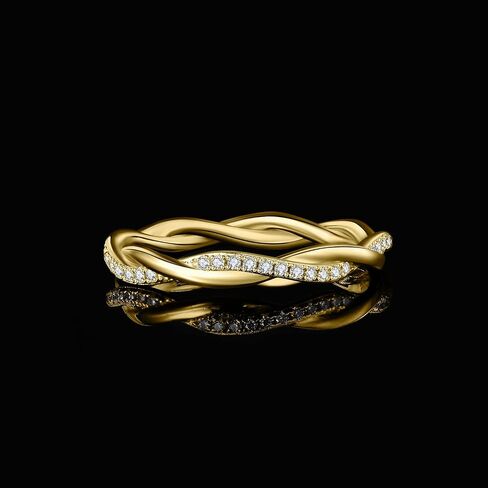 JewelryPalace Love Rope Infinity Cubic Zirconia Wedding Band for Women, Twisted 14K White Yellow Rose Gold 925 Sterling Silver Promise Ring for Her, Wave Simulated Diamond Anniversary Stackable Rings in Kuwait