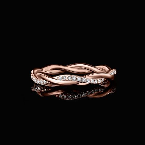 JewelryPalace Love Rope Infinity Cubic Zirconia Wedding Band for Women, Twisted 14K White Yellow Rose Gold 925 Sterling Silver Promise Ring for Her, Wave Simulated Diamond Anniversary Stackable Rings in Saudi Arabia
