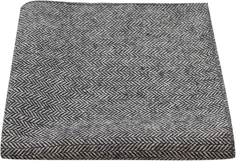 King & Priory Black Herringbone Pocket Square, Handkerchief, Charcoal Grey in Saudi Arabia