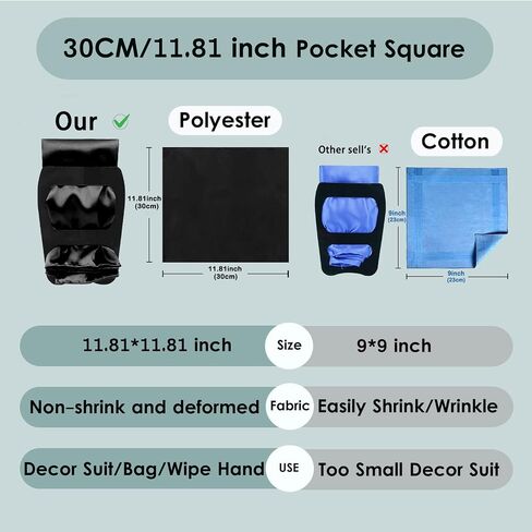 Mantieqingway Mens Pocket Squares 11.81'' Polyester Silk Stain Handkerchiefs Solid Hanky for Assorted Suits,Wedding Party in Saudi Arabia