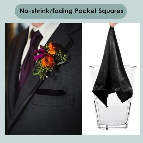 Mantieqingway Mens Pocket Squares 11.81'' Polyester Silk Stain Handkerchiefs Solid Hanky for Assorted Suits,Wedding Party in Saudi Arabia