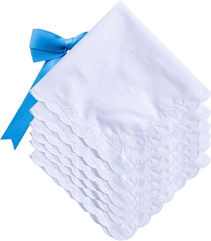 MileyMarla مناديل زفاف قطنية مطرزة للسيدات باللون الأبيض من الدانتيل in Kuwait