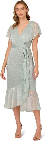 Adrianna Papell Women's Metallic Stencil Flounce Dress in Saudi Arabia