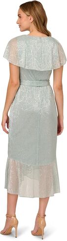 Adrianna Papell Women's Metallic Stencil Flounce Dress in Saudi Arabia