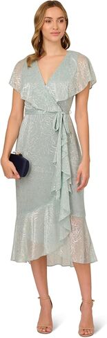 Adrianna Papell Women's Metallic Stencil Flounce Dress in Saudi Arabia