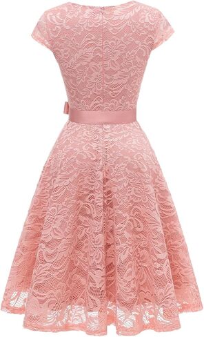 فستان BeryLove النسائي ذو الدانتيل الزهري القصير لوصيفة العروس بأكمام قصيرة وحفلات الكوكتيل in Kuwait