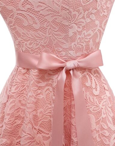 فستان BeryLove النسائي ذو الدانتيل الزهري القصير لوصيفة العروس بأكمام قصيرة وحفلات الكوكتيل in Kuwait